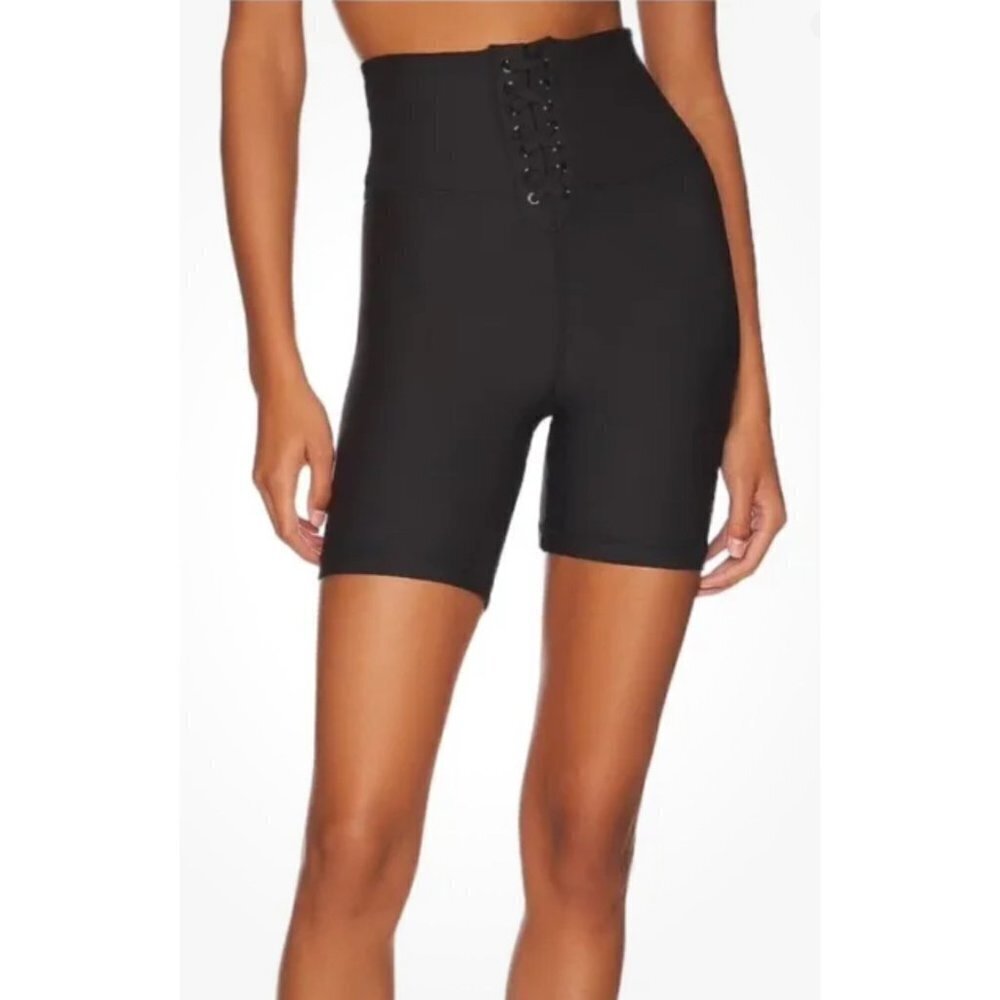 NWT Who WoreWhat Revolve Lace Up Biker Shorts. Sz S